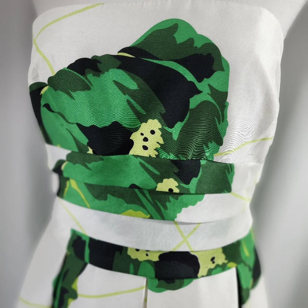Kay Unger Green and White Strapless Dress - Picture 9 of 15
